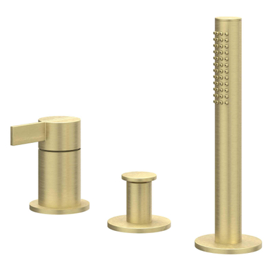 IVY Pact Combinaison pour rebord de baignoire - 3 voies - mitigeur - douchette extractible - sans bec - Or brossé mat PVD