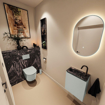 MONDIAZ TURE-DLUX Meuble toilette - 40cm - Greey - EDEN - vasque Lava - position gauche - 1 trou de robinet