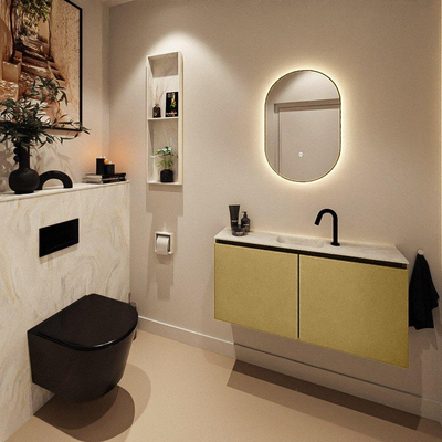 MONDIAZ TURE-DLUX 100cm toiletmeubel Oro. EDEN wastafel Ostra positie midden. Met 1 kraangat.