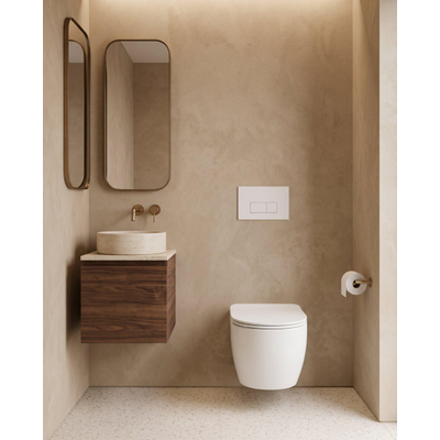 QeramiQ Dely Toiletset - 36.3x51.7cm - Geberit UP720 inbouwreservoir - rimless - diepspoel - zitting - softclose - bedieningsplaat mat wit - rechthoekige knoppen - mat wit