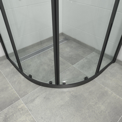 FugaFlow Boutry Quick Fit cabine de douche - quart de rond - 90x90x195cm - verre clair - anti calcaire - noir mat