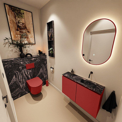 MONDIAZ TURE-DLUX Meuble toilette - 80cm - Fire - EDEN - vasque Lava - position droite - sans trou de robinet