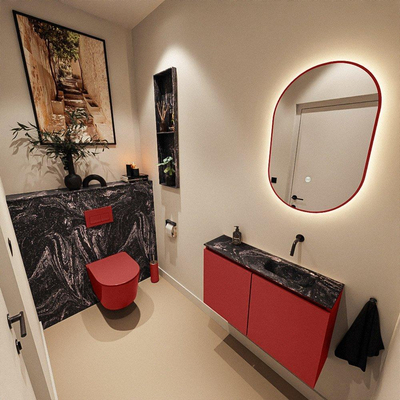 MONDIAZ TURE-DLUX Meuble WC 80cm Fire. EDEN lavabo Lava position droite. Sans trou de robinet.