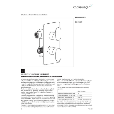 Crosswater Drift robinet de douche - 2 sorties - 2 poignées - noir mat