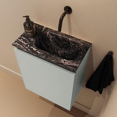 MONDIAZ TURE-DLUX Meuble WC 40cm Greey. Lavabo EDEN Lava position droite. Sans trou de robinet.