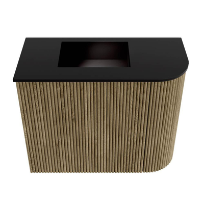 Mondiaz JOYA 51.6cm meuble de toilette - arrondi droite couleur Dusk - Vasque FAYE position Gauche 1 trou de robinet couleur Urban