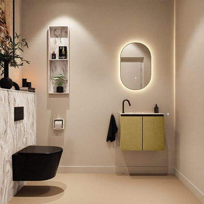 MONDIAZ TURE-DLUX 60cm toiletmeubel Oro. EDEN wastafel Glace positie links. Met 1 kraangat.