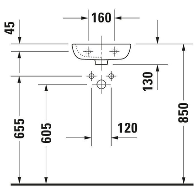 Duravit D-code Fontein - 36x27cm kraangat rechts - met overloop - glans wit