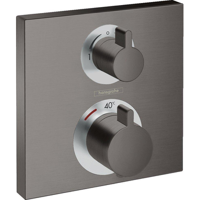 Hansgrohe Ecostat Square Ensemble de finition pour thermostat encastré avec robinet d'arrêt et inverseur chrome noir brossé