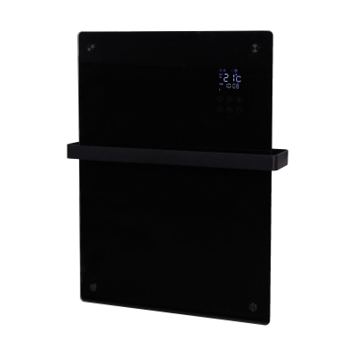 Eurom Alutherm Infrarood paneel - 67.1x43.8cm - IP24 - 800watt - wifi - wand- Verticaal - metaal/glas zwart mat