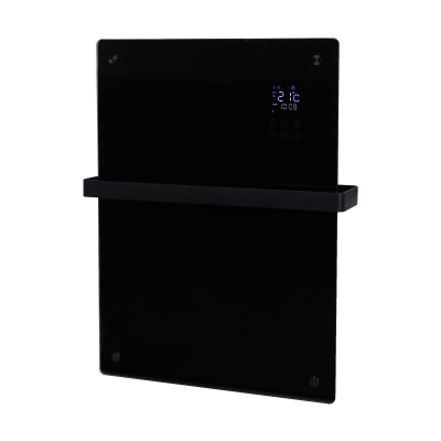 Eurom Alutherm Radiateur convecteur - 67.1x43.8cm - IP24 - 800watt - wifi - mural - Vertical - métal/verre noir mat