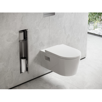 Hansgrohe XtraStoris Rock Porte-brosse WC - tablette - porte carrelable - brushed stainless steel