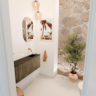 Mondiaz JOYA 101.6cm toiletmeubel - ronding links kleur Dusk - Wastafel FAYE positie Rechts Zonder kraangat kleur Urban.