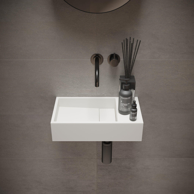 Ideavit Solidcube Fontein 40x22x10cm 0 kraangaten Solid surface mat wit OUTLETSTORE