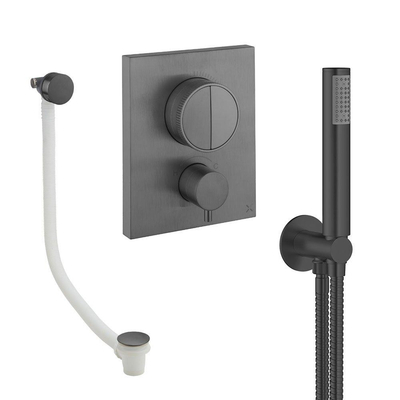 Crosswater MPRO Handdoucheset - 2 hendels - badafvoer - handdouche - slate gunmetal (antraciet)