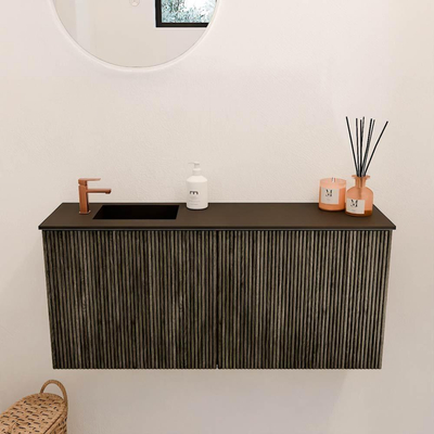 Mondiaz JOYA 90cm toiletmeubel - kleur Shadow - Wastafel FAYE positie Links 1 kraangat kleur Urban.