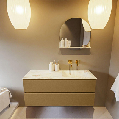 Mondiaz VICA-DLUX ensemble de meuble de salle de bain - 120cm - meuble sous-vasque oro - 2 tiroirs - lavabo encastré cloud droite - sans trous de robinet - version haute de 60cm - frape