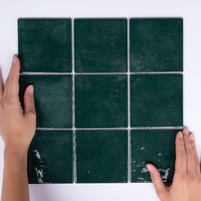 The Mosaic Factory Kasba mozaïektegel - 30x30cm - wandtegel - Vierkant - Porselein Forest Green glans