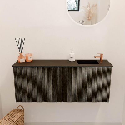 Mondiaz JOYA 100cm toiletmeubel - kleur Shadow - Wastafel FAYE positie Rechts 1 kraangat kleur Urban.