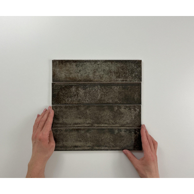 ÉCHANTILLON Terravito Dalmira carreau mural - 7,5x30cm - 8,6mm - Rectangulaire - Anthracite brillant
