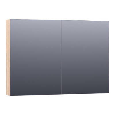 BRAUER Plain Spiegelkast - 100x70x15cm - 2 links/rechtsdraaiende spiegeldeuren - hout - white oak