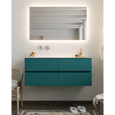 MONDIAZ VICA Badkamermeubelset - 120cm - 4 lades - wasbak Moon links - 0 kraangaten - solid surface smag