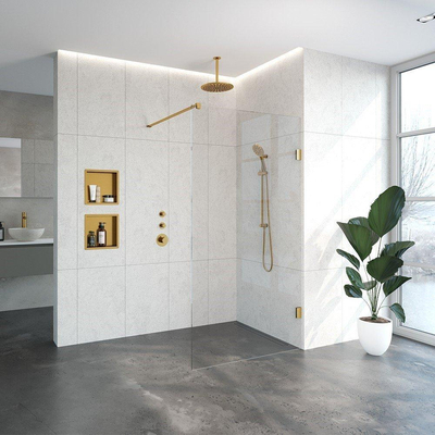 BRAUER Void inloopdouche helder glas 110x200 incl. glascoating PVD goud geborsteld