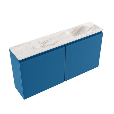 MONDIAZ TURE-DLUX 100cm toiletmeubel Jeans. EDEN wastafel Frappe positie rechts. Zonder kraangat.