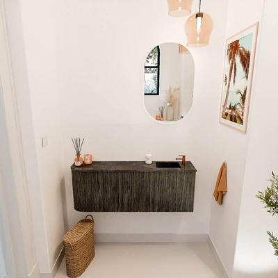 Mondiaz JOYA-DLUX 111.6cm toiletmeubel - ronding links kleur Shadow - Wastafel FAYE positie Rechts 1 kraangat kleur Lava.