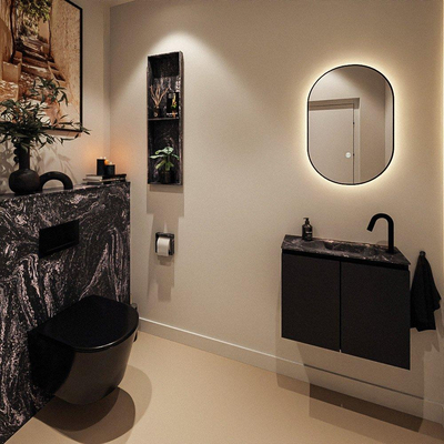 MONDIAZ TURE-DLUX 60cm toiletmeubel Urban. EDEN wastafel Lava positie rechts. Met 1 kraangat.