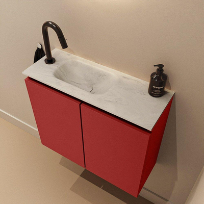 MONDIAZ TURE-DLUX Meuble de WC 60 cm Fire. EDEN lavabo Opalo position gauche. Avec 1 trou de robinet.