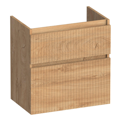 BRAUER Delight Wavy wastafelonderkast ondiep 60 2 softclose lades - greeploos - 1 sifon uitsparing - Forest Tan