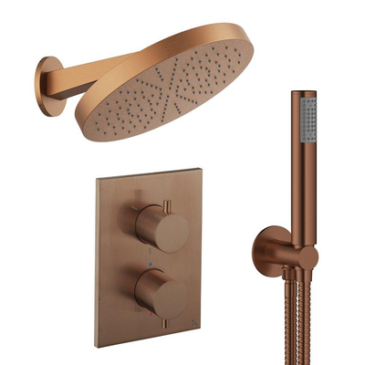 Crosswater MPRO inbouw regendoucheset – Ø30 cm hoofddouche – 20.2 cm gebogen wandarm – vaste douchehouder – brons geborsteld