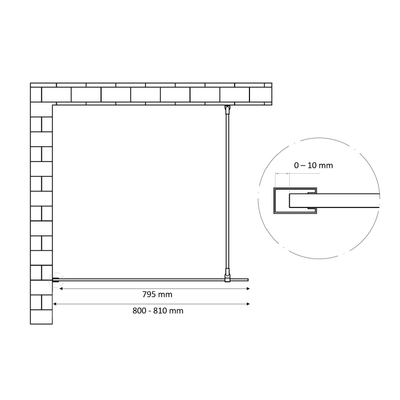 Best Design Dalis-800 Douche à l'italienne 80x200cm avec verre de sécurité 8mm Nano Noir mat