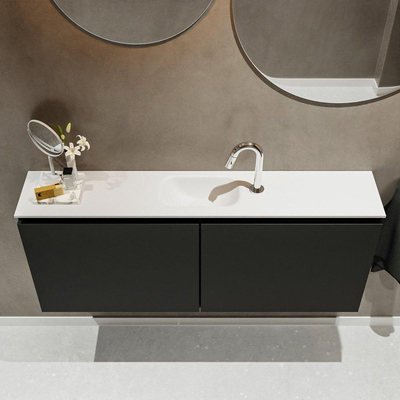 MONDIAZ TURE Toiletmeubel 120x23x50cm met 1 kraangaten 2 deuren urban mat Wastafel Eden midden Solid Surface Wit