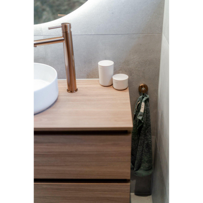 Ink meuble sous lavabo 90x35x45cm 1 tiroir sans poignée turnboard en bois chêne pur