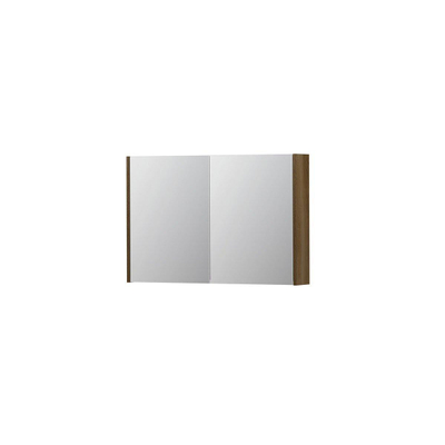 INK SPK1 Spiegelkast - 90x14x60cm - 2 deuren - dubbelzijdige Spiegel - schakelaar en stopcontact - eiken Massief eiken Ash grey
