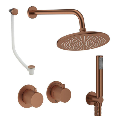 Crosswater MPRO Module inbouw regendoucheset – Ø30 cm hoofddouche – vaste douchehouder – badafvoer – brons geborsteld