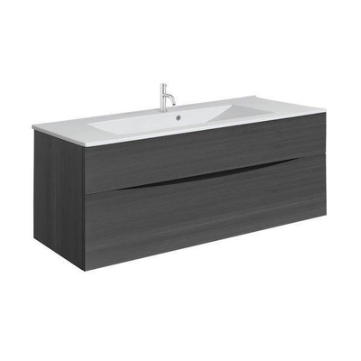 Crosswater Glide II Ensemble de meuble - 100x45x52cm - 2 tiroirs - sans poignées - Steelwood - lavabo Ice white - 1 trou de robinet