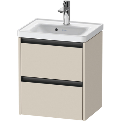 Duravit Ketho.2 Wastafelonderbouwkast - met 2 laden - 48.4x37.5x54.9cm - met grepen antraciet - taupe supermat