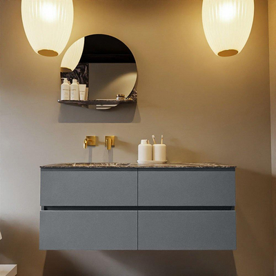 Mondiaz VICA-DLUX ensemble de meuble de salle de bain - 120cm - meuble sous-vasque plata - 4 tiroirs - lavabo encastrée cloud gauche - sans trous de robinet - version haute de 60cm - lave