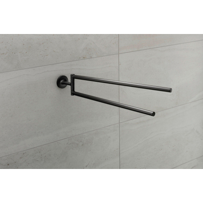 Duravit Starck T Handdoekhouder - 2 stangen - 46.5cm - draaibaar - mat zwart