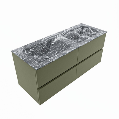 Mondiaz VICA-DLUX ensemble de meuble de salle de bain - 120cm - meuble sous-vasque armée - 4 tiroirs - lavabo encastré nuage double - 2 trous de robinet - version haute de 60cm - lave