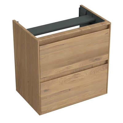 Forzalaqua Reno 2.0 meuble sous-lavabo 59.5x39.5x60cm avec 2 tiroirs sans poignées à fermeture douce Chêne massif Oyster