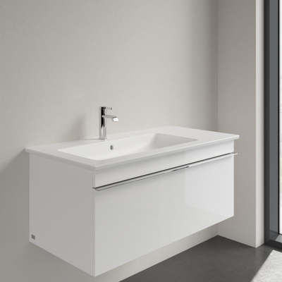 Villeroy & Boch Venticello Lavabo pour meuble 100x50cm 1 vasque gauche et 1 trou percé (2 trours perçables) avec trop-plein Ceramic+ stone white