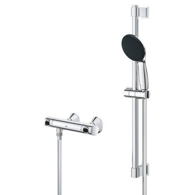 Grohe Precision Flow QuickFix Mitigeur douche - thermostatique - avec raccords - barre curseur 60cm - douchette 1 jet - Chrome