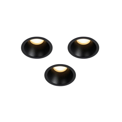 QAZQA Dept Spot encastrable - lot de 3 - 7.8x7.8x6.5cm - à intensité réglable - IP44 - Rond - Noir