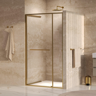 BRAUER Luminis Nisdeur - 120x200 - 2-delig naar binnen draaiend - helder glas - omkeerbaar - incl. glascoating - geborsteld goud PVD