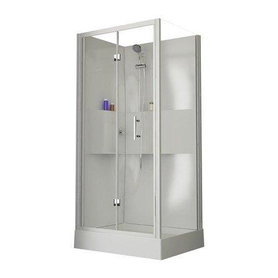 Nemo Start Lilou Basis vouwdeur - 10x8cm - douchecabine in polystyreen dikte 4mm glanzend - met zijwand 2 delen - 6mm - veiligheidsglas - douchetub acryl - wit/helder - links/rechts - omkeerbaar - douchebak wit profiel - helder