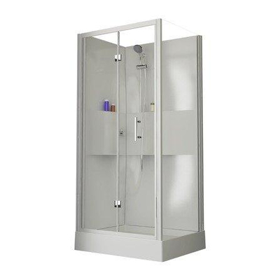 Nemo Start Lilou Cabine de douche complète 100x80cm porte pliante avec paroi latérale, receveur de douche acrylique profilé blanc et verre clair